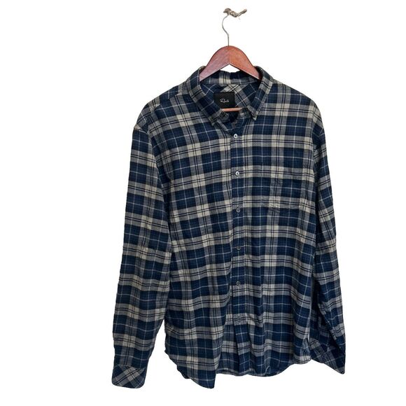 RAILS Mens Wyatt Plaid Cotton Shirt Size XL Long Sleeve Button Up Blue Collared